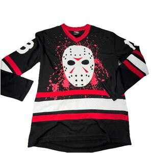 Friday The 13th Jason Voorhees - Black Red White Hockey Jersey S (AI9)